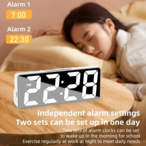 Latest Digital Clock LED Alarm Clock Bedroom Electronic Desktop Clock With Temperature Display Adjustable Brightness 12/24 Hours - Image 5