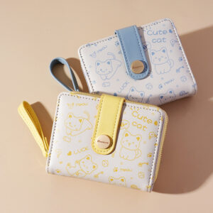 Japanese Cute Cat Girls Wallet Short Student ID Bank Card Holder Money Bag Zipper Wallets For Women Key Storage Purse Coin Purse - Image 3
