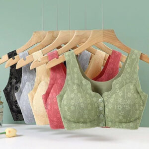 Soft Cups Before The Button In The Elderly Underwear Breathable Women Without Steel Ring Tank Top Lace Large Size Bra For Women - Image 6