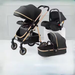 High Landscape Lightweight 3 In 1 Pushchair Stroller Baby And Carseat Luxury Foldable Baby Stroller Pram 3 In 1 With Car Seat - Image 6
