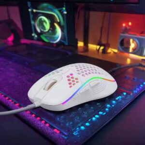 7200DPI Optical Gaming Mouse Ergonomic RGB USB Wired Mouse for Computer Office Gamer Mice Honeycomb White Gaming Mouse - Image 7