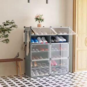 Shoe Rack, 6 Tier Shoe Storage Cabinet 24 Pair Plastic Shoe Shelves Organizer for Closet Hallway Bedroom Entryway - Image 3