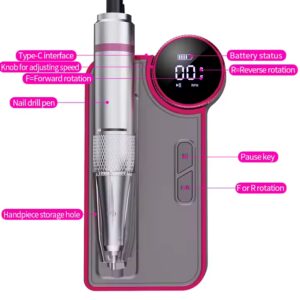 Professional Electric Nail Drill 35000RPM Rechargeable Nail File with 6 PCS Nail Drill Bits for Salon Home Use - Image 3