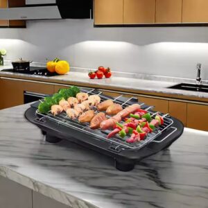 Smokeless Indoor Desktop Electric Grill with Griddle Features Thermostat Height Design - Image 7