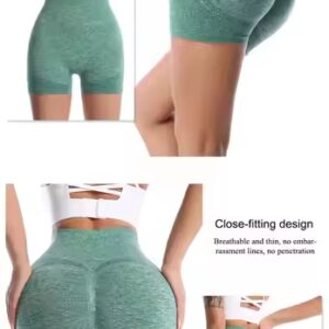 Sports Scrunch Butt High Waist Breathable Leggings Wide Waistband Mesh Seamless Yoga Shorts For Women - Image 5