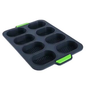 Food Grade 8 Grid French Bread Baking Mold Oval Silica Gel Silicone Cake Tools for Oven and Tabletop Use - Image 3