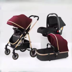 High Landscape Lightweight 3 In 1 Pushchair Stroller Baby And Carseat Luxury Foldable Baby Stroller Pram 3 In 1 With Car Seat - Image 4