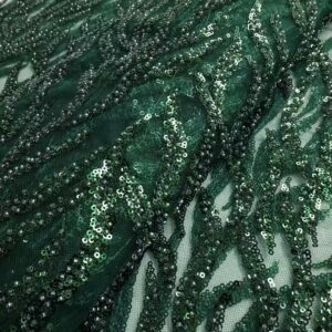 Burnt Orange Beaded Tulle Lace 5 Yards Luxury Sequins Pearls Fabric Mesh Lace For Bridal Prom Dress - Image 4