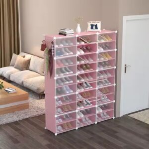 Easy assemble portable cabinet style tall shoe racks sturdy shoe plastic storage organizer with sticker - Image 5