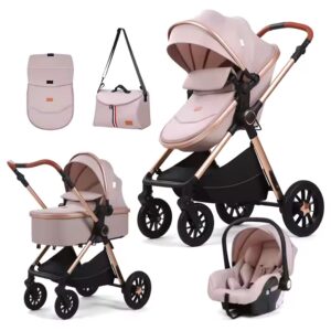 Coches Para Bebes. Luxury Carriage Stroller Baby 4 In 1 Kindergarten Foldable Baby Stroller Pram 3 In 1 With Car Seat - Image 3