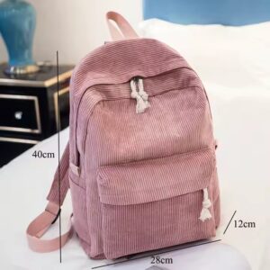 Embroidery Student Ladies Soft Handle Backpack Corduroy Striped School Backpack For Teenage Girls mochilas feminina - Image 3
