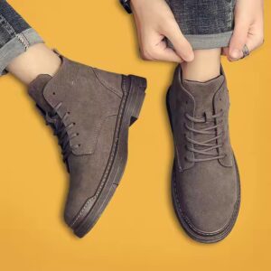 New Men's Shoes Boots Casual Shoes Style Trendy Shoes Sports High-top Breathable Spring and Autumn Student Black - Image 1