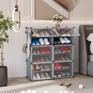 Shoe Rack, 6 Tier Shoe Storage Cabinet 24 Pair Plastic Shoe Shelves Organizer for Closet Hallway Bedroom Entryway - Image 7