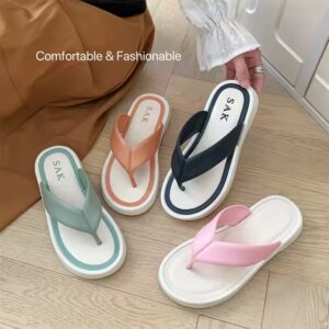 Women's Fashion Colorblock Flat Sandals Summer Home Flip-Flops Slippers with Jelly Insole for Beach Outdoor Use - Image 6