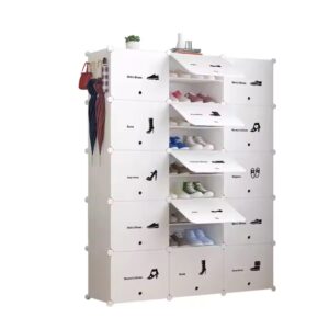 Easy assemble portable cabinet style tall shoe racks sturdy shoe plastic storage organizer with sticker - Image 3