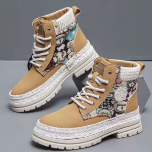 Men's Extra Size 48 Men's Boots High Help Work Boots Leather Boots - Image 1