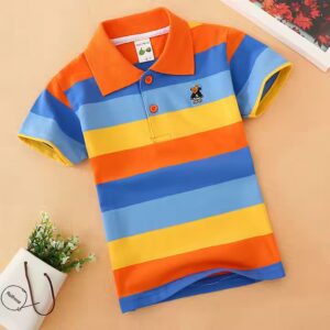 Summer Children T-shirt Short Sleeve Cotton Striped Casual Baby Boy Polo Shirt - Image 4