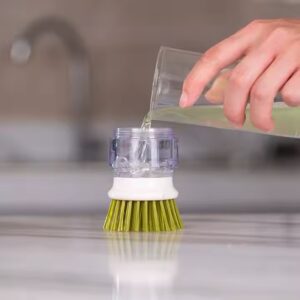 Multifunctional Kitchen Cleaning Tool Holder Rack Hand Press Manual Soap Dispenser Pot Dish Brush - Image 3