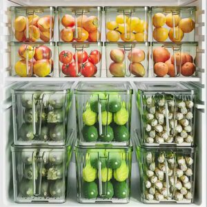 Transparent Kitchen Pet Food Storage Box Bins Stackable Refrigerator Organizer Fridge Organizer Set With Handle - Image 5