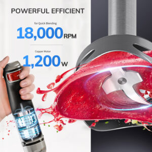 MIUI Electric Hand Held Stick Blender 6-in-1 Multi-Purpose Immersion Hand Blender Stainless Steel Blades Home Kitchen1200W - Image 5