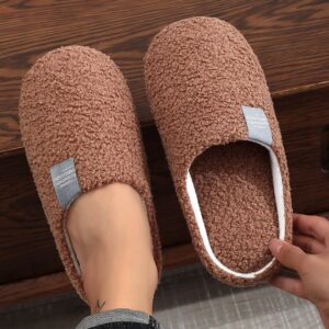 Couples Home Slippers Soft Fur Slippers Warm Indoor Flat Slides Nonslip Cotton Shoes Bedroom Light Slience Flats Floor Shoes - Image 5