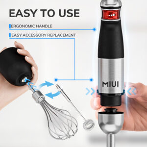 MIUI Electric Hand Held Stick Blender 6-in-1 Multi-Purpose Immersion Hand Blender Stainless Steel Blades Home Kitchen1200W - Image 7