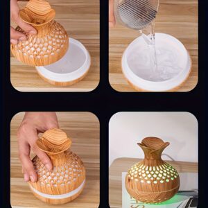 300ml wooden vase colorful light Cool Mist Air Humidifier Aromatherapy essential oil Diffuser usb mini Humidificador - Image 3