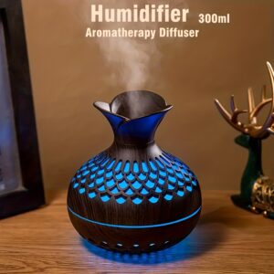 300ml wooden vase colorful light Cool Mist Air Humidifier Aromatherapy essential oil Diffuser usb mini Humidificador - Image 4