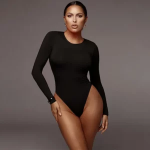 O Neck Long Sleeve Solid White Sexy Bodysuit Women Black Autumn Winter Body Top Gray Casual Lady Streetwear Bodysuits - Image 4