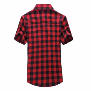 Red And Black Plaid Shirt Men Shirts 2024 New Summer Fashion Chemise Homme Mens Checkered Shirts Short Sleeve Shirt Men Blouse - Image 5
