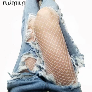 fashion white medium grid women high waist stocking fishnet club tights panty knitting net pantyhose trouser mesh lingerie TT016 - Image 2