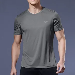 Summer High Elastic t-Shirt Men Breathable Ice Silk t Shirt Short Sleeve Casual Tops Quick Dry Gym Running Shirt Male Clothing - Image 4