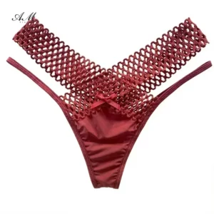 2024 Women's Panties Cross Cut Ice Silk Thong Sports Fashion Perspective Low Waist Ribbons трусы женские sexy lingerie thongs - Image 5