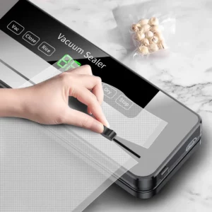 Electric Vacuum Sealer Built-in Cutter Kitchen Food Storage Seal Touch Button Dry/Wet Food Sealing Packaging Strips 10 Bags - Image 2