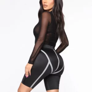Womens Girls Fashion See-through Long Sleeve Bodysuit Lingerie Nightwear Crew Neck High Cut Leotard for Dating Nightclub Teddies - Image 6