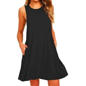 Women's Summer Casual Swing T-Shirt Dresses Beach Cover Up With Pockets Plus Size Loose T-shirt Dress - Image 3