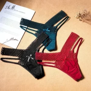 2024 Women's Panties Cross Cut Ice Silk Thong Sports Fashion Perspective Low Waist Ribbons трусы женские sexy lingerie thongs - Image 2