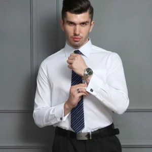 M~6XL Men's French Cuff Dress Shirt 2024New White Long Sleeve Formal Business Buttons Male Shirts Regular Fit Cufflinks Shirt - Image 6