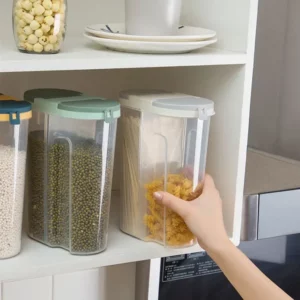 M/L Double Grid Cereals Jar Plastic Food Storage Container Kitchen Organizer Eco Friendly Cookie Box Dried Grains Tank with Lids - Image 4