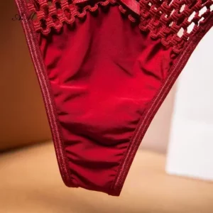2024 Women's Panties Cross Cut Ice Silk Thong Sports Fashion Perspective Low Waist Ribbons трусы женские sexy lingerie thongs - Image 4