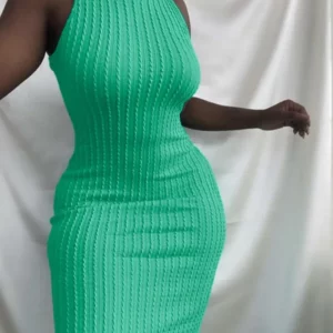 New Summer Women Dress Fashion Casual Knitted Sleeveless O Neck Black Dress Female Package Hips Elegant Beach Party Dresses - Image 1