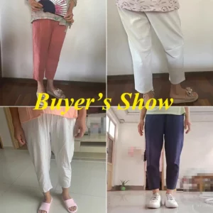 Rimocy 2024 Summer Casual Cotton Linen Pants Women Retro Pockets Loose Harem Pants Woman Solid Elastic Waist Trousers Female - Image 6