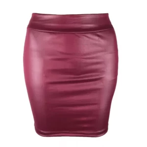 Women Mini/Long Skirt Solid Color High Waist Slim Fit Skinny Matte Faux Leather Cozy Commuter Bodycon Skirt Streetwear - Image 5