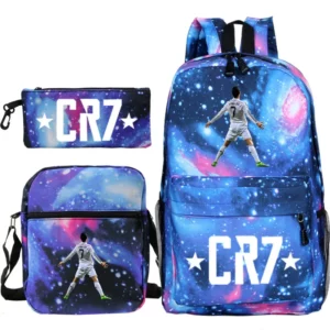 New 3pcs CR7 Backpacks Simple Style Lightweight Boys Girls School Bags Capacity Teens Laptop Backpack Women Men Travel Mochilas - Image 2