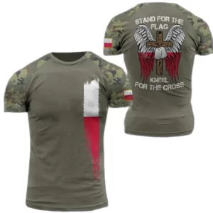 Polish Flag Camouflage Print 3D T-shirt Round Neck Men's Short Sleeve Soldiers Army Quick Dry Loose Comfortable New Sports Top - Image 1