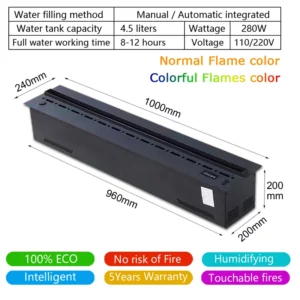 Smart Home 3D Fireplace Water Steam Humidifier LED Decorative Flame TV Wall Sound Of Firewood Cracking Vapour Electric Fireplace - Image 4