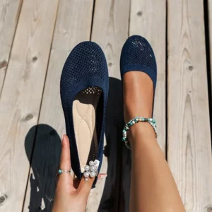 Flat sole single shoe women's 2024 spring/summer/autumn new mesh fabric shallow mouth soft sole breathable women's shoes - Image 1