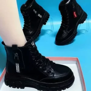 Women's Boots Black Lace Up Platform Ankle Boots Fashion Thick Sole Short s Female Warm Cotton Shoes Winter Snow 2024 - Image 4