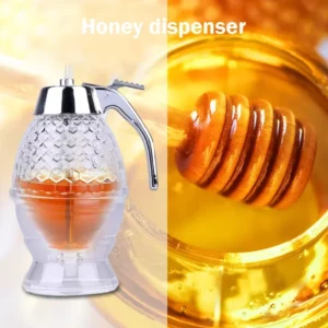 Honey Pot Honey Jar Storage Container Clear Acrylic Honey Dispenser Syrup Jar Storage Bottle Holder Kitchen Portable Storage Pot - Image 3