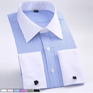 M~6XL Men's French Cuff Dress Shirt 2024New White Long Sleeve Formal Business Buttons Male Shirts Regular Fit Cufflinks Shirt - Image 3
